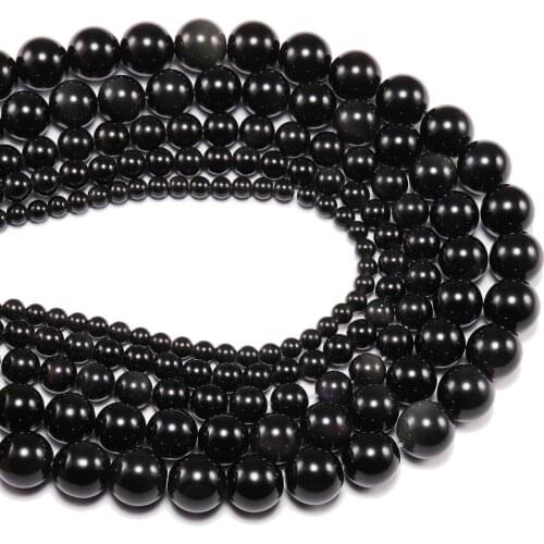 1 strand/lo High Quality Natural Obsidian Stone bead 4 6 8 10 12mm Round Loose Spacer Beads For Jewelry Making DIY Accessories