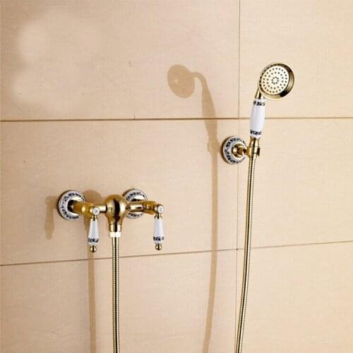 L16052 Wall Mounted Gold Color Brass Material Hot & Cold Water of Good Quality Shower Faucet