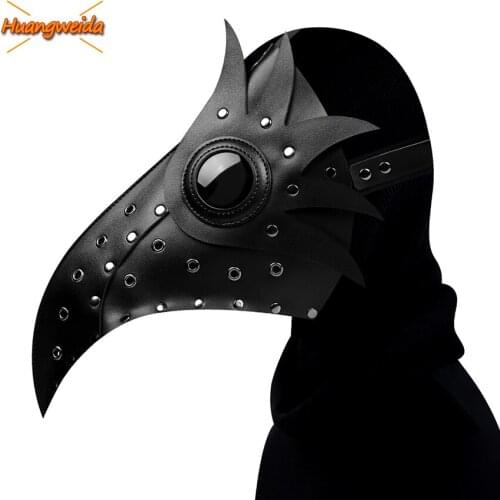 Plague Doctor Mask for Men Adult Halloween Mask for Face Women Plague Doctor Cosplay PU Leather Punks Mask Steampunk Masque Prop