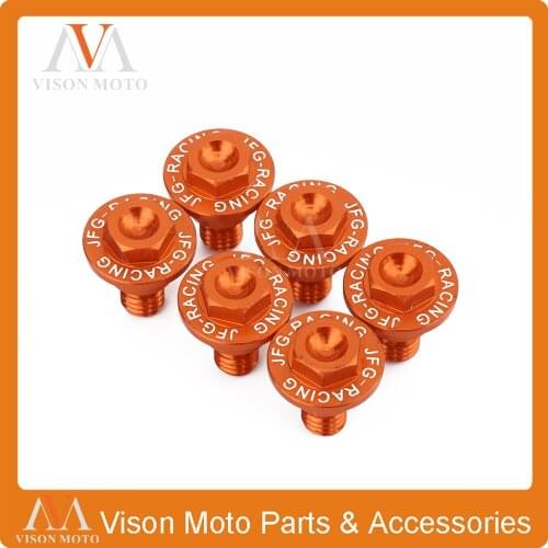Motorcycle CNC 6 PCS Orange Damping Mudguard Screw Fork Guard Bolt For KTM EXC EXCF SX SXF XC XCF XCW XCFW 50-530 FREERIDE