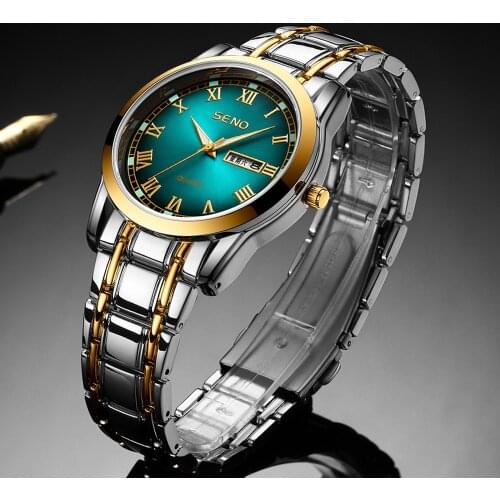 SENO2021 new mens fashion quartz watch casual business style luminous watch waterproof dual calendar clock Relogio Masculino