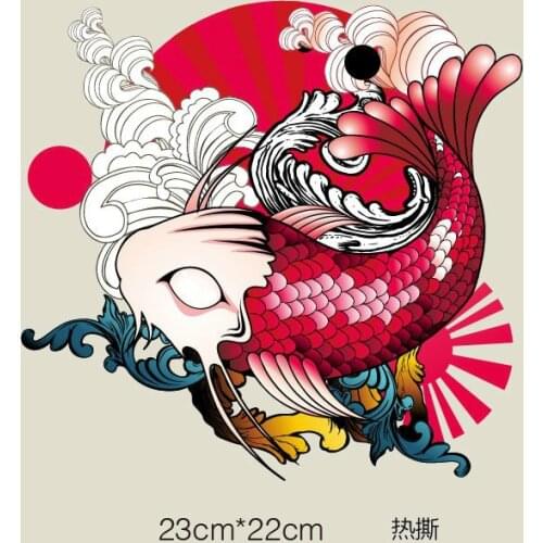New Cartoon Japanese Carp Iron on Stickers Animals Appliques Fish Patches Heat Transfer for DIY T-shirt Accessory Clothes Decor