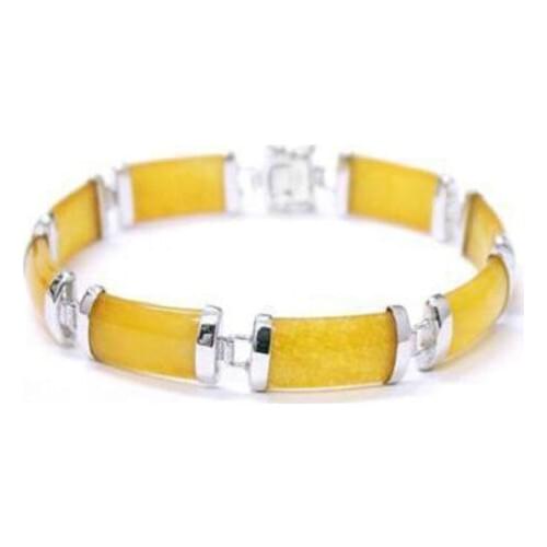 NEW Nice yellow Selling Jadeite chain new Link Bracelet 7.5" AAA >Dongguan girl jewerly Store free shipping jade