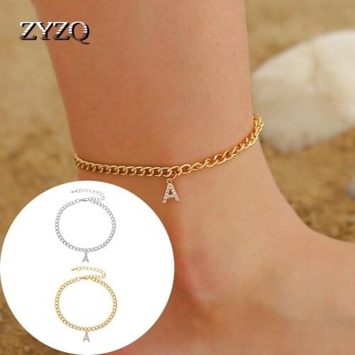 ZYZQ Fashion New Trend English Letter A Anklet Wild Shiny Beautiful Womens Footwear