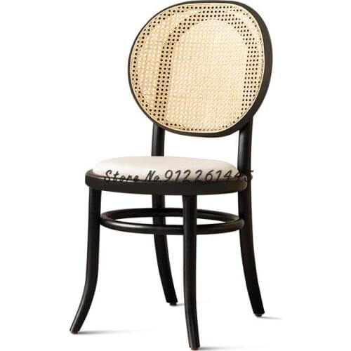 Rattan Solid Wood Dining Chair Nordic Ash Wood Ins Back Chair Modern Minimalist Home Casual Restaurant Dining Chair
