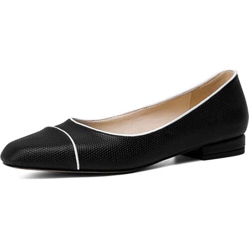 Osunlina Elegant Womans Flats Round Toe Genuine Cow Leather Lizard Pattern Footwear Slip On 2cm High Heels Handmade Shoes Lady