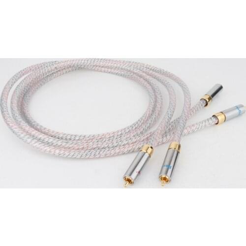 Pair(2pcs) Hifi Nordost Valhalla 7N silver plated audio RCA interconnect cable with Carbon fiber RCA plug connector