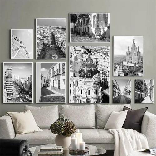 Modern City Architecture Wall Art Posters Ferris Wheel Canvas Painting Street Scenery Art Print Nordic Wall Pictures Home Decor