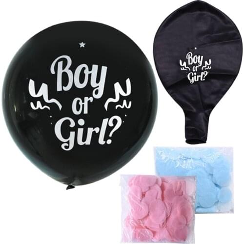 36Inch Black Balloon Suprise Boy or Girl Baby shower Birthday Decoration Supplies Gender Reaveal Party Cake Topper Garland Decor
