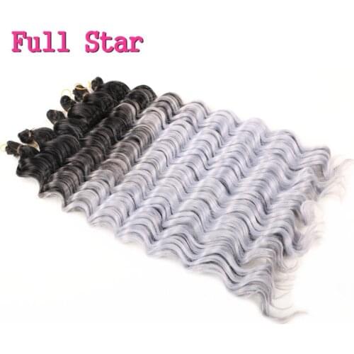 Full Star Ombre Braiding Hair Extensions 20 Inch Natural Black Blue Blone Bug Synthetic Crochet Braids 80g/Pack Deep Wave Hair