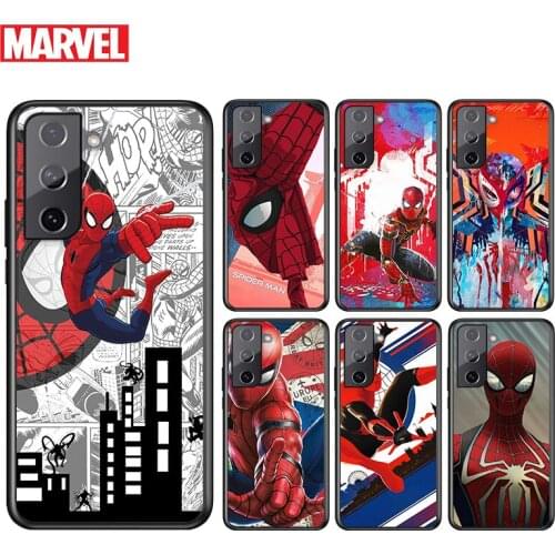 Marvel Avengers Spider-Man For Samsung Galaxy S21 S20 FE S10e S10 S9 S8 S7 S6 Ultra Plus Lite 5G Edge Black Soft Phone Case