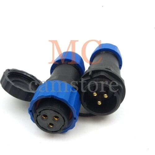 SD20 3pin Mounted size 13mm threading type connectors, LED Outdoor waterproof panel mount connector,IP68 3-pin plug socket