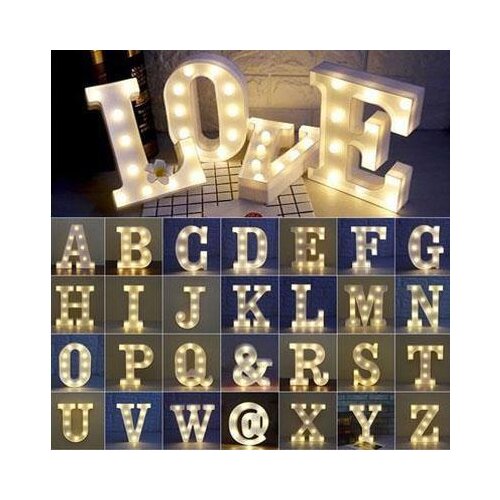 16/21CM DIY Luminous Lights LED Letter Night Light Creative Letters Alphabet Number Battery Lamp Romantic Party Decoration