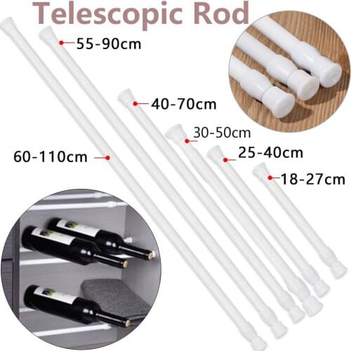 Multi Purpose Extendable Plastic Sticks Spring Load Curtain Telescopic Pole Hanging Rods Loaded Hanger Bathroom Product