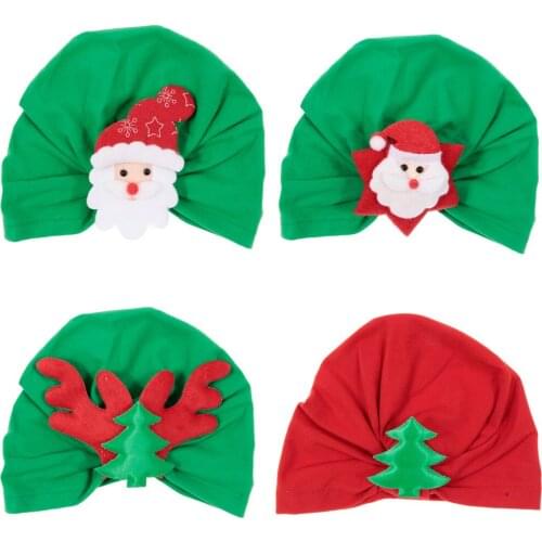 Yundfly Newborn Turban Hat Cotton Blend Kids Caps Beanie Top Knot Children Photo Props Christmas Hat Caps Shower Gift