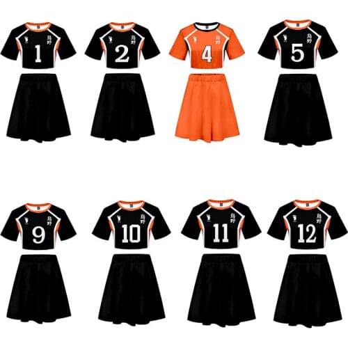 Anime Haikyuu Cosplay Costume Cheerleading Short Skirt Woman Summer Suits Carnival Performance Costume