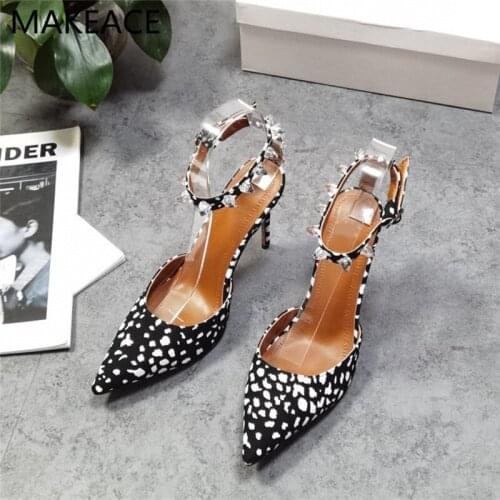 Summer New Women Shoes High Heels Crystal Buckle Strap Pumps Designer Sexy Party Dress Shoes Woman Zapatillas Mujer 2021