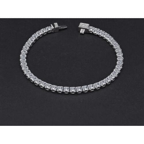 100% 925 Sterling Silver Bracelet Classic 4*4mm Simulate Moissanite Charm Womens Bracelets Diamond Fine Jewelry Wholesale