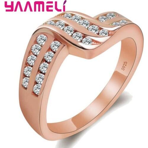 Pure 925 Sterling Silver Women Wedding Ring Austria Crystal Zircon Christmas Gift For Women/Girls Wedding Jewelry Ring Wholesale