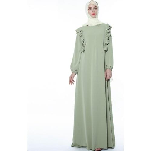 2019 New Casual Dress With Wooden Ears Ins Muslim Robe Women
