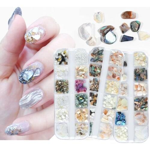 1 Case Natural Shell Nail Art Decoration Colorful Abalone Slices Irregular Nail Flake Decals DIY Manicure Manicure Mermaid Decor