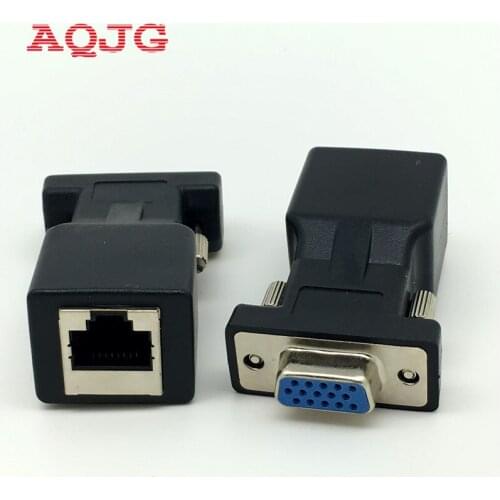 1pcs VGA Extender Male Female to LAN RJ45 CAT5 CAT6 20M Network Cable Adapter TD915 Dropship AQJG
