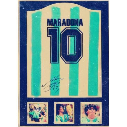 10 Jerseys Maradona Football Pictures Wall Chart Vintage Matte Kraft Paper Poster Painting Wall Sticker Bar Cafe Home Decoration