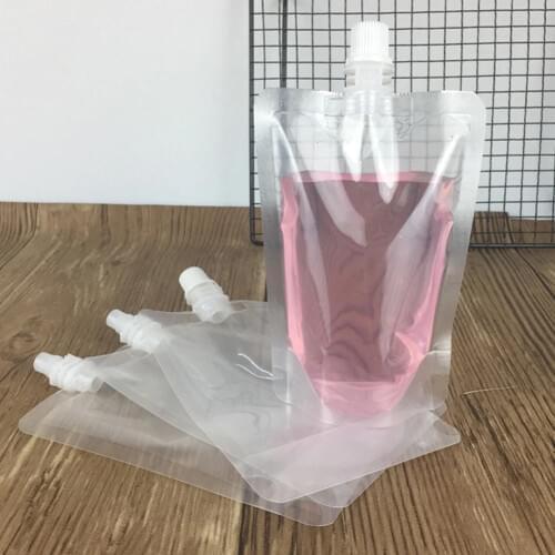 100 Pcs Milk With Nozzle Stand Up Juice Coffee Disposable Durable Transparent Liquid Drink Pouch Sealed Packaging Bag Beverage