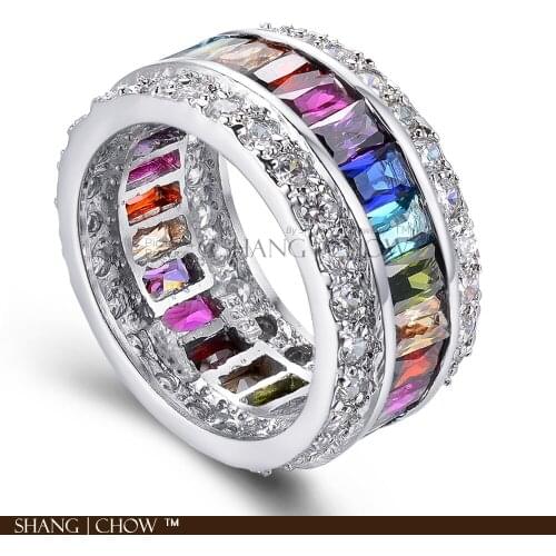 2019 Trendy Fashion Jewelry for women cocktail prom birthday Gift Multi Color 925 Sterling Silver Jewelry Set P-E-R0111