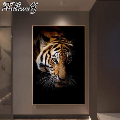 FULLCANG Wild animals tiger diy full square round drill diamond painting 5d mosaic embroidery sale gift home decoration FC3339