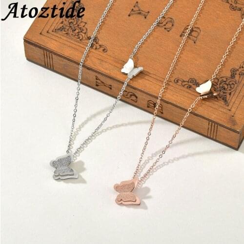 Atoztide Women Fashion New Style Pendant Long Wild Clavicle Necklace Little Butterfly With Link Chain 2020 Trendy Gift