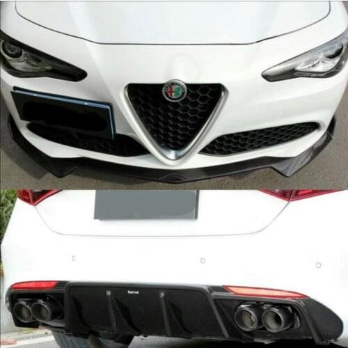 Carbon fiber Car front+Rear Bumper Spoiler Lip Auto Car Diffuser For Alfa Romeo Giulia 2017 2018