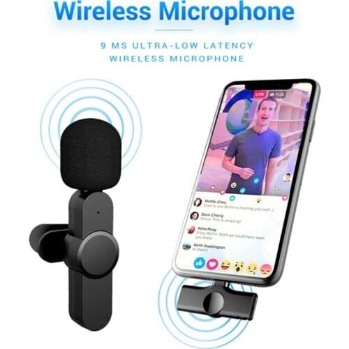 Wireless Microphone Mini Lavalier Mic Noise reduction Interview Mic Black Technology Live Video Shooting Microphone 2.4GHz