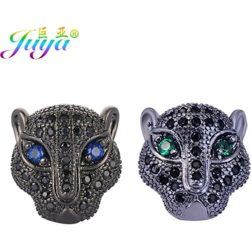 Beading Jewelry Metal Beads Supplies Micro Pave Zircon Leopard Charm Beads Accessories For Natural Stone Beadwork Jewelry Making