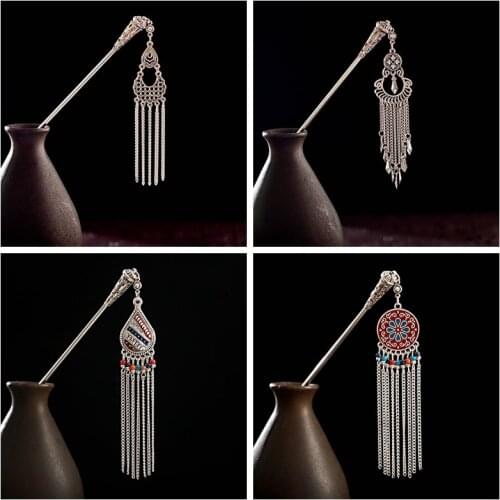 Chain Tassel Hairpins For Hair Accessories Women Silver Color Hair Sticks Vintage Jewelry Gifts Girl Hairpin Headdress Ornaments