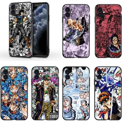 Anime JOJO Adventure For Apple iPhone 13 12 11 Mini XS XR X Pro MAX SE 2020 8 7 6 5 5S Plus Black Silicone Phone Case