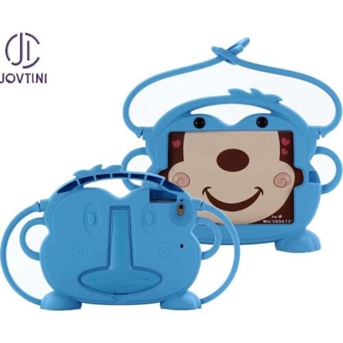Case For iPad mini 1 2 3 4 5 Kids Silicone Shockproof Cartoon Monkey Handle Stand Tablet Cover For iPad mini 2019 / mini 5 Case
