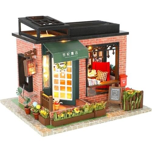 DIY Wooden Book Shop Dollhouse Furniture Kit With Light Garden Accessories Doll House Casa Toys for Adults Birthday Gifts