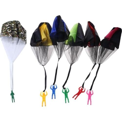 Children Hand Throw Parachute Toy with Soldiers Parachutes Square Outdoor Sports Kindergarten Activities Gifts for Boys Girls