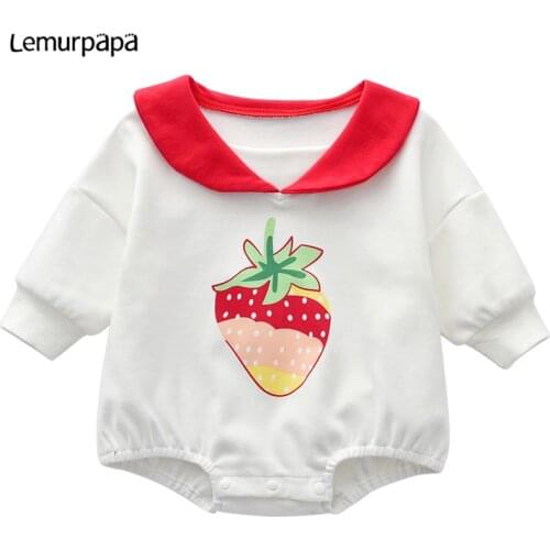 0-2Y Autumn Baby Onesie Clothes Romper Girls Baby Jumpsuits Strawberry printing Fashion Baby Long Sleeves Baby Toddler ropa bebe