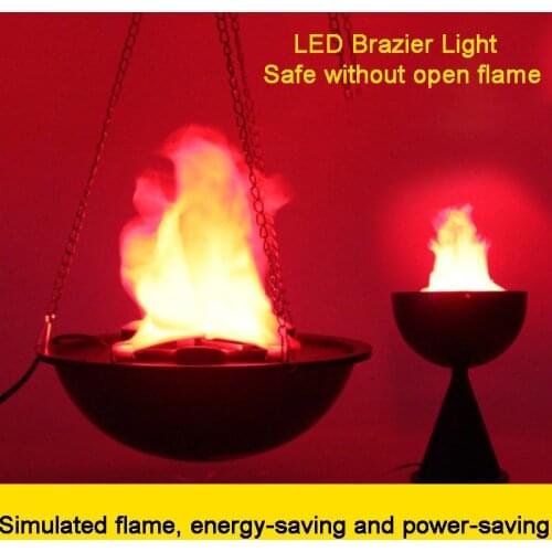 3D Electronic Brazier Light Simulation LED Lamp Halloween Decorations Bar Haunted House Fake Flame Ornament Props Accessories