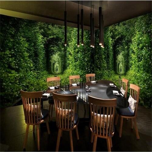 Beibehang photo wallpaper High quality Fresh green love tunnel train tracks literary pastoral living dining / large mural mural