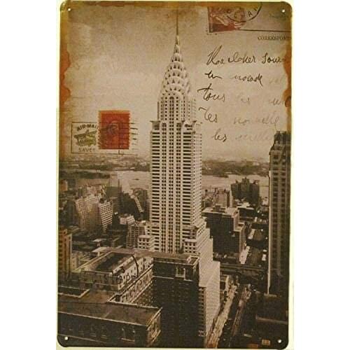 Empire State Vintage Style Metal Sign Iron Painting for Indoor & Outdoor Home Bar Coffee Kitchen Wall Decor 8 X 12 Inch