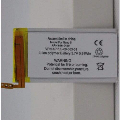 ISUNOO 5pcs/lot Brand New High Quality 616-0459 Li-ion build-in Battery Replacement for iPod Nano 5 5th Gen