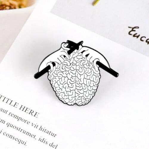 Creative Knitted Sweater Brain Shape Personality Alloy Enamel Brooch Simple And Fashionable Body Organ Badge Pin Jewelry Gift