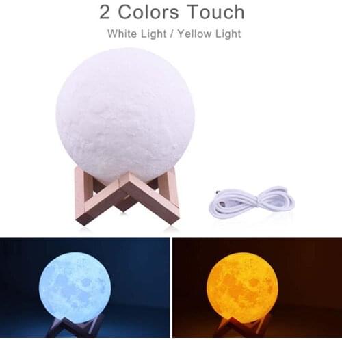 Moon lamp 3D Print Night Light Rechargeable 3 Color Tap Control lamp lights 16 Colors Change Remote LED Moon Light Gift Dropship