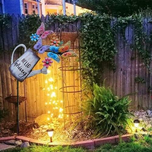 Watering Can LED Light Outdoors Lamp for Garden/ Courtyard/ Patio/ Terrace Butterfly Ladybird Water Cans Garden Decor