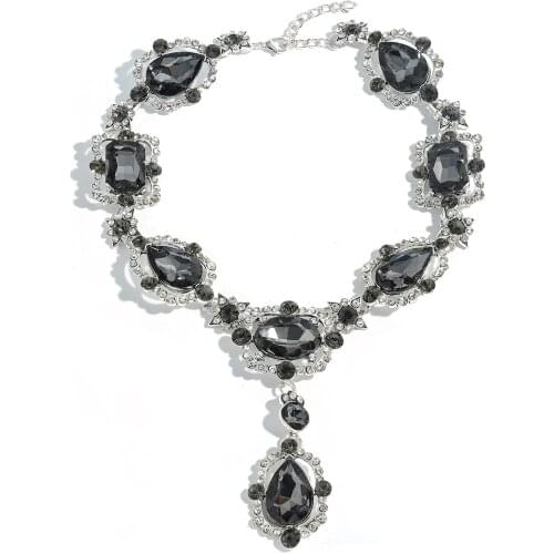 Best lady European Fashion Crystal Long Necklace & Pendants Vintage Luxury Gem Maxi Statement Brand Necklace Collier 2336