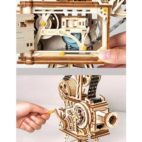 T5EC Mechanical Jigsaw Film Projector 3D Disassemble Montessori Block Toy for Activity Center Toddler Birthday Gift
