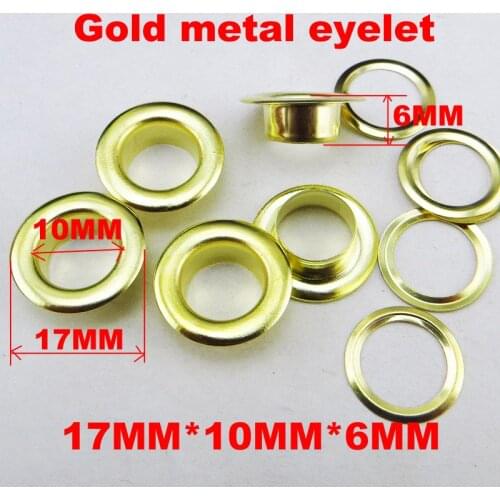 100PCS 17MM*10MM*6MM metal GOLD EYELETS garment button sewing clothes accessory round buttons Handbag leather eyelet M E-068